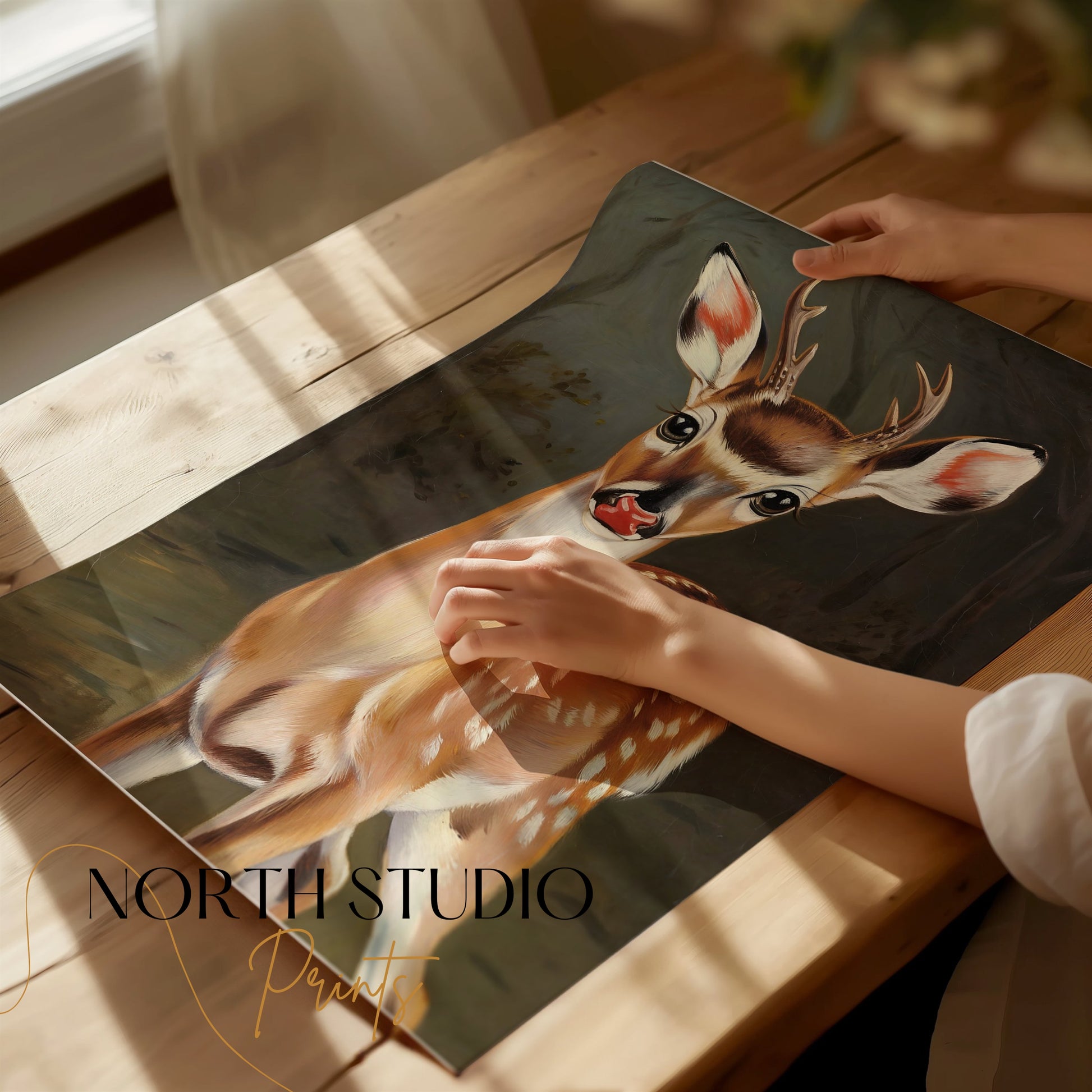 Premium Poster of Adorable Young Deer in Nature Scene Posters