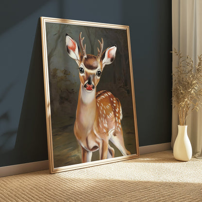 Premium Poster of Adorable Young Deer in Nature Scene Posters