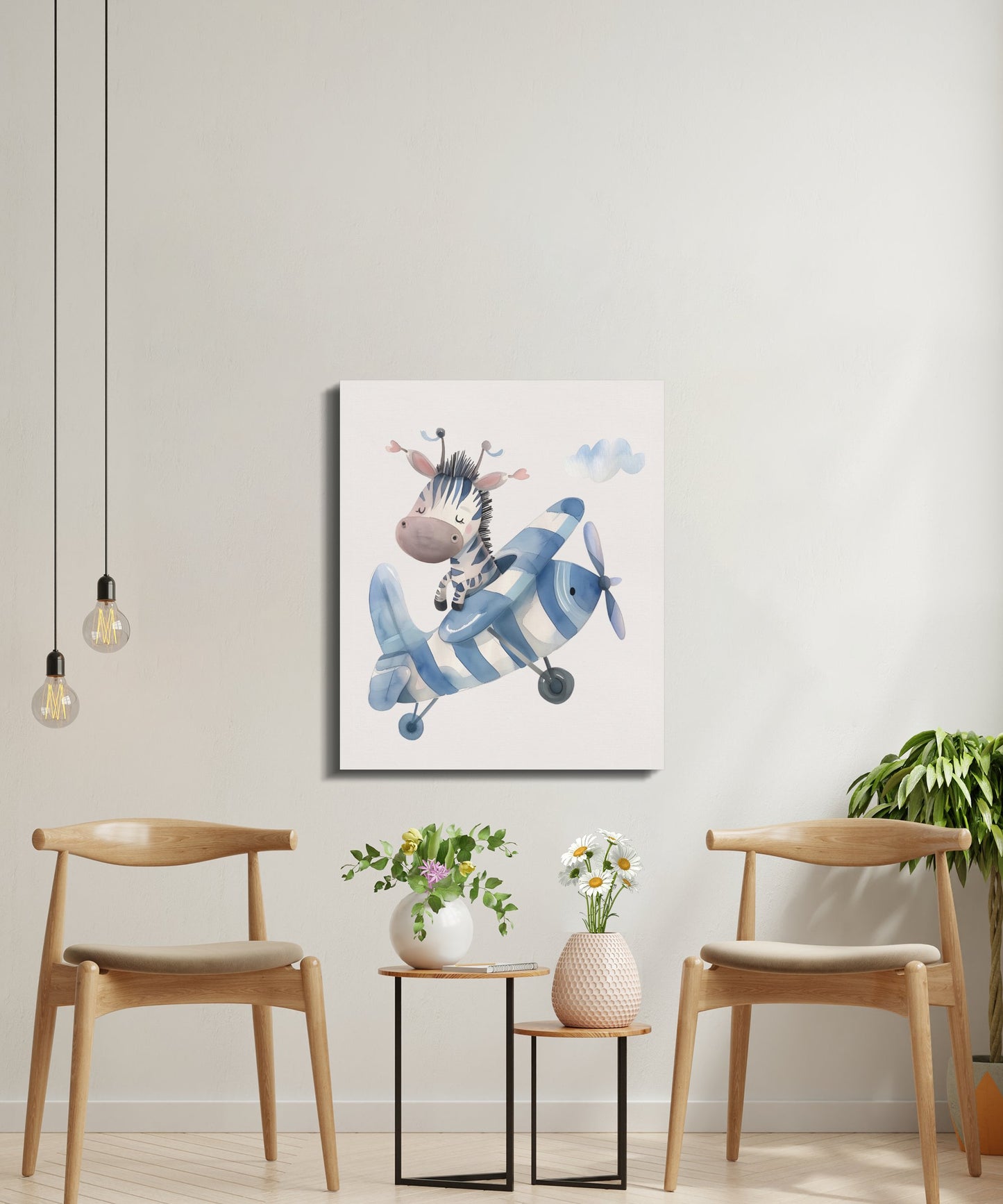 Premium Poster of Adorable Zebra Pilot Flying Plane Canvas Wraps