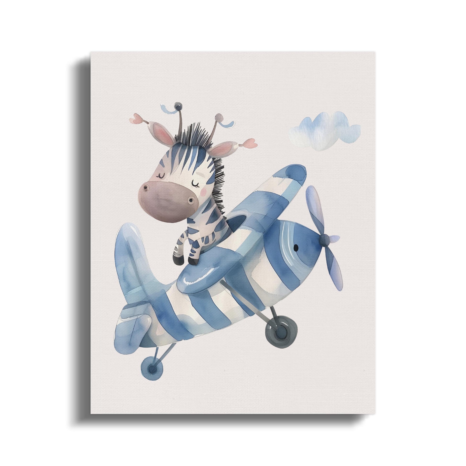 Premium Poster of Adorable Zebra Pilot Flying Plane Canvas Wraps