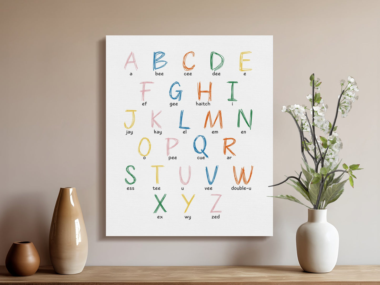 Premium Poster of Alphabet Letters Colorful Nursery Canvas Wraps