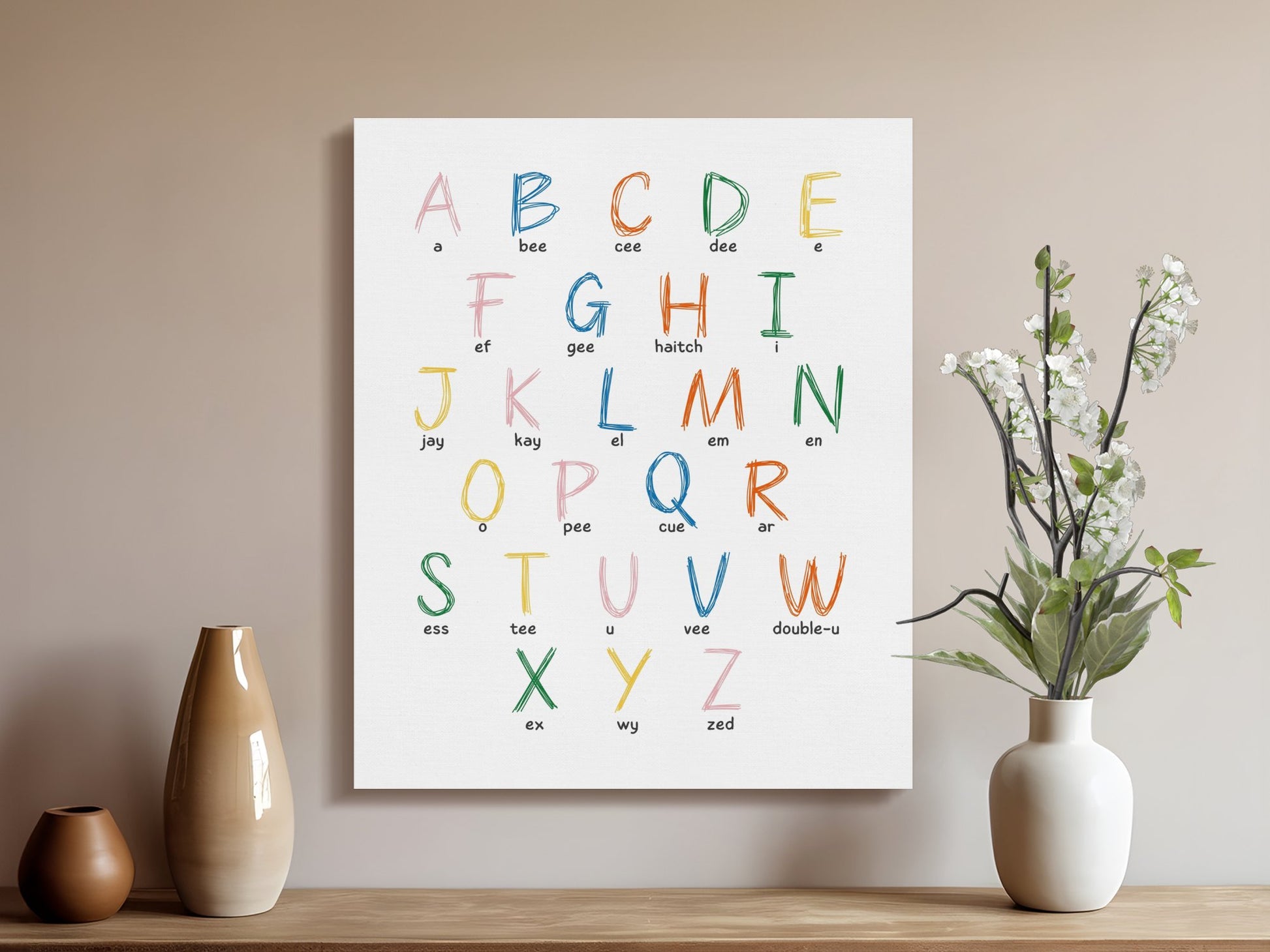 Premium Poster of Alphabet Letters Colorful Nursery Canvas Wraps