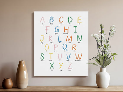 Premium Poster of Alphabet Letters Colorful Nursery Canvas Wraps