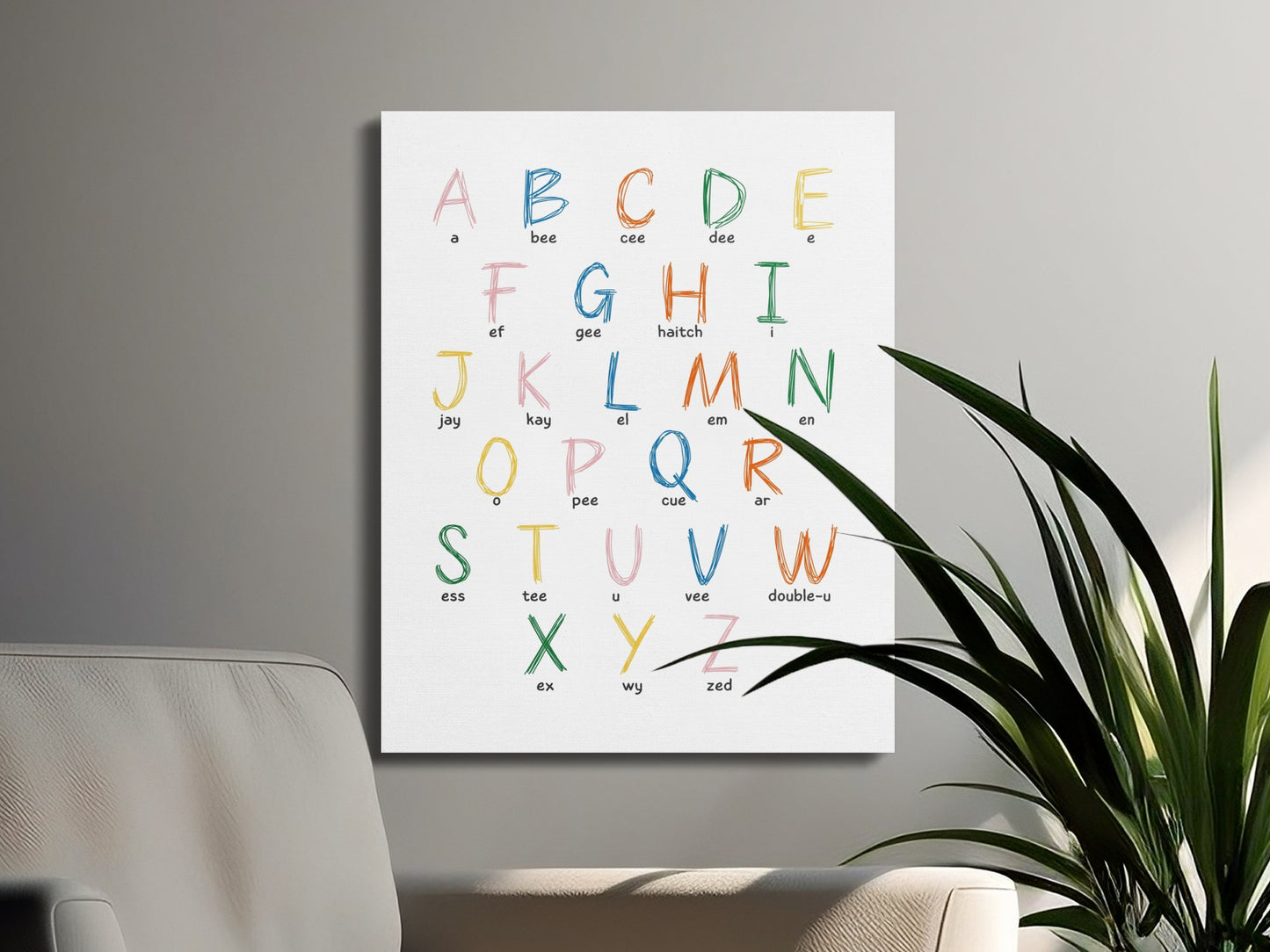 Premium Poster of Alphabet Letters Colorful Nursery Canvas Wraps