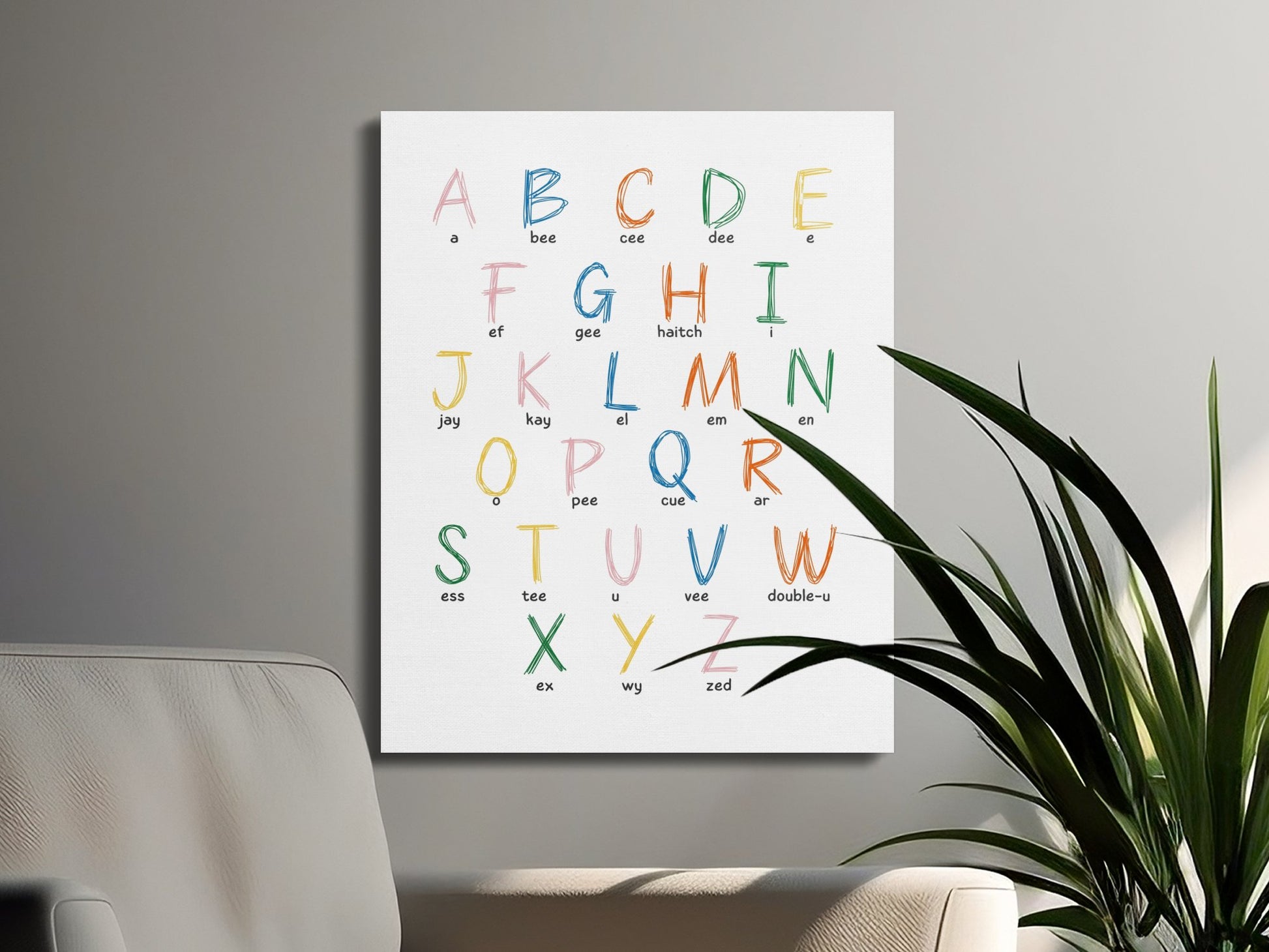 Premium Poster of Alphabet Letters Colorful Nursery Canvas Wraps
