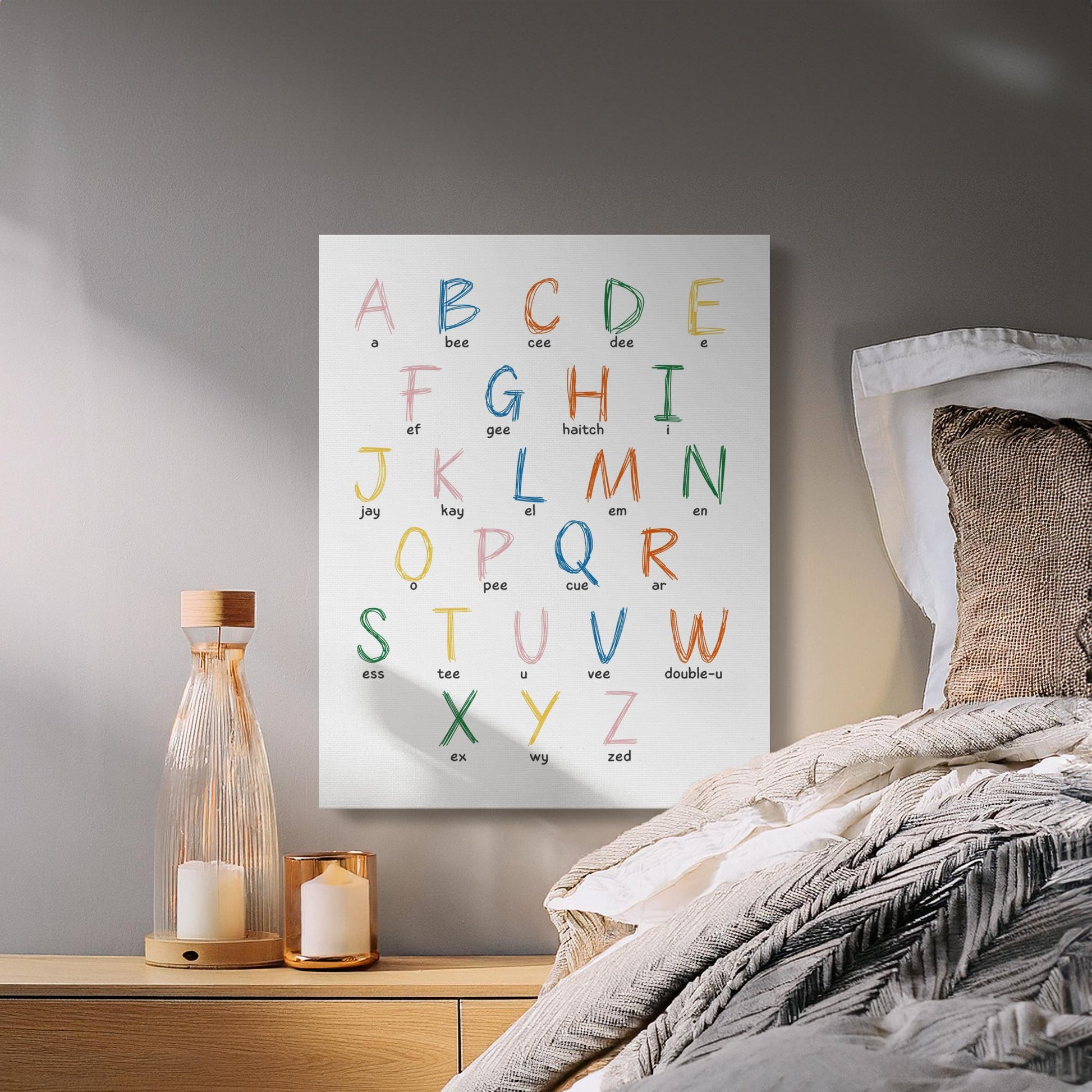 Premium Poster of Alphabet Letters Colorful Nursery Canvas Wraps
