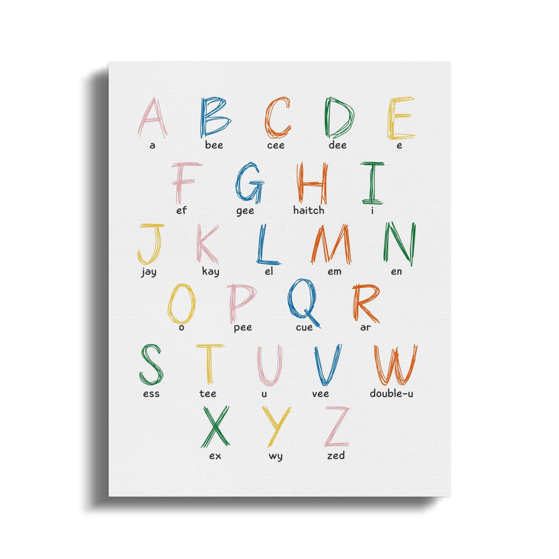 Premium Poster of Alphabet Letters Colorful Nursery Canvas Wraps