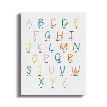 Premium Poster of Alphabet Letters Colorful Nursery Canvas Wraps