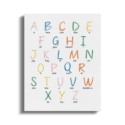 Premium Poster of Alphabet Letters Colorful Nursery Canvas Wraps