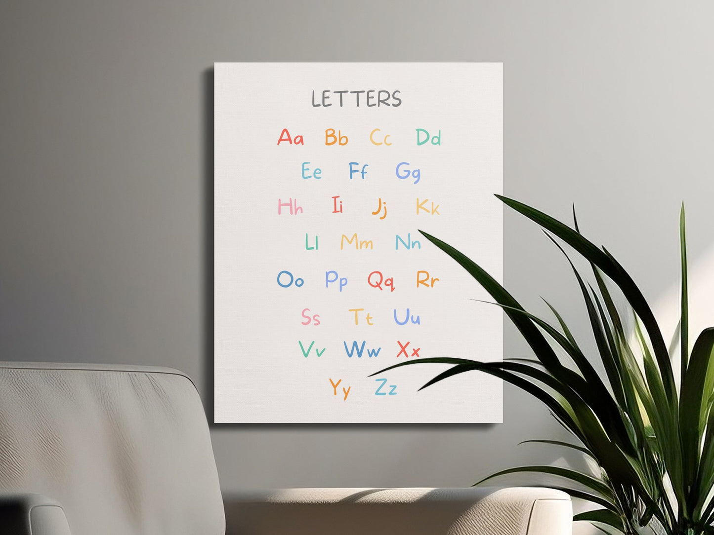 Premium Poster of Alphabet Letters Nursery Wall Art Colorful Canvas Wraps