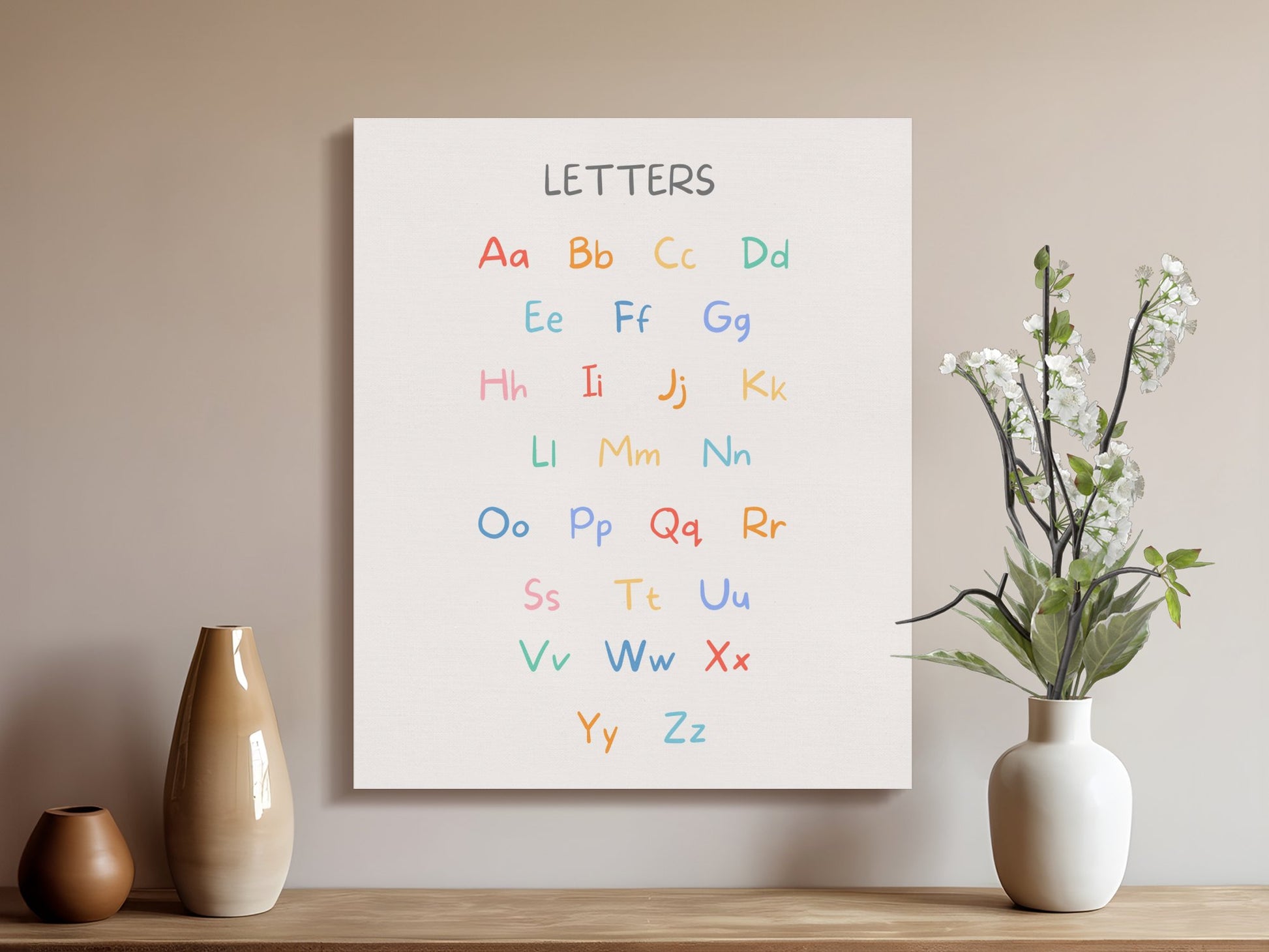 Premium Poster of Alphabet Letters Nursery Wall Art Colorful Canvas Wraps