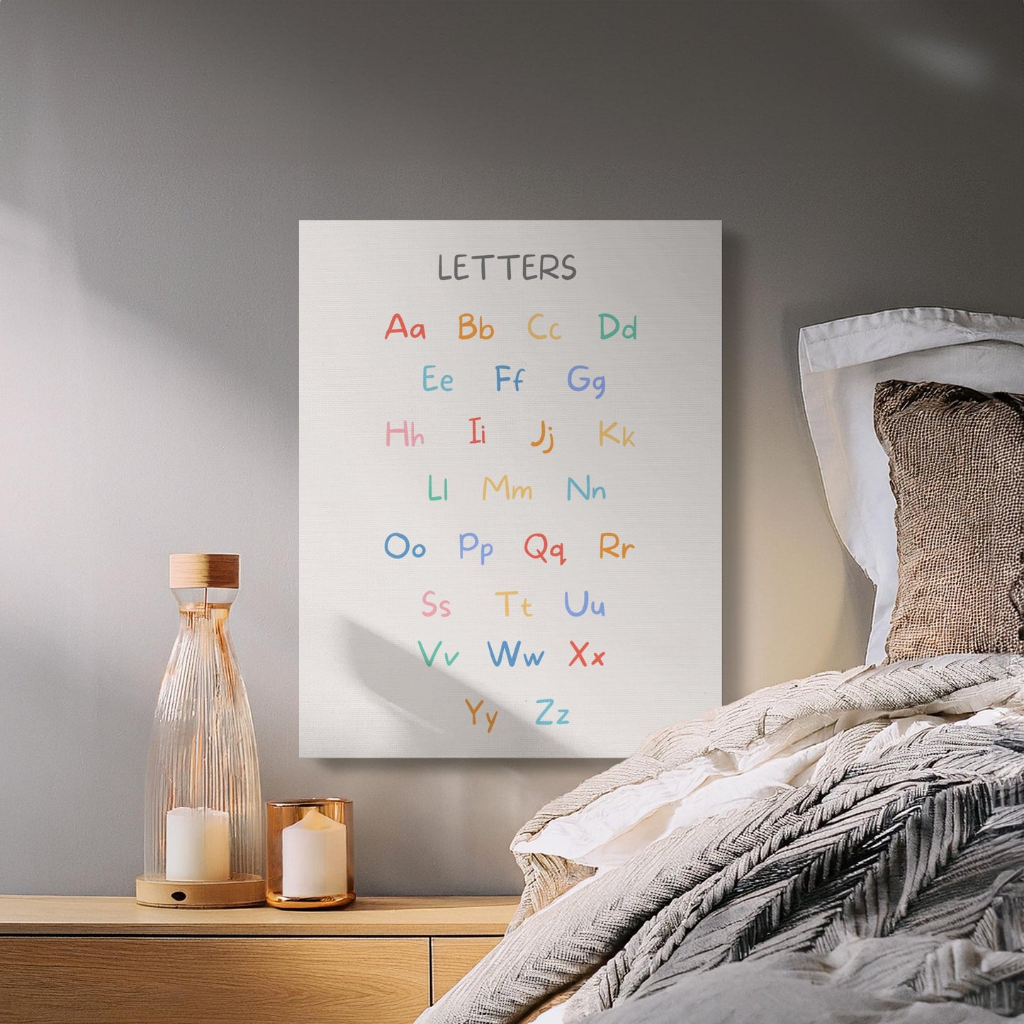 Premium Poster of Alphabet Letters Nursery Wall Art Colorful Canvas Wraps