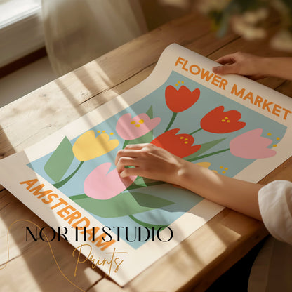 Premium Poster of Amsterdam Flower Market Colorful Blooms Posters