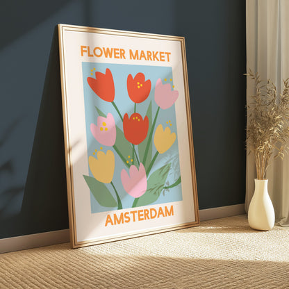 Premium Poster of Amsterdam Flower Market Colorful Blooms Posters