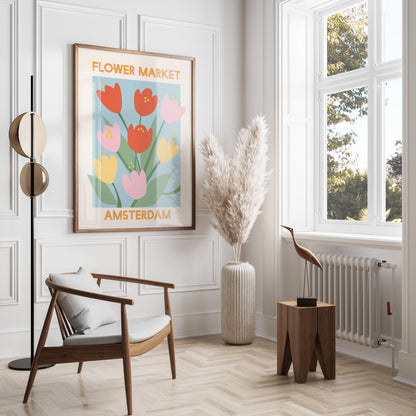 Premium Poster of Amsterdam Flower Market Colorful Blooms Posters