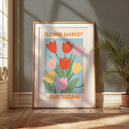 Premium Poster of Amsterdam Flower Market Colorful Blooms Posters