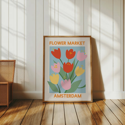 Premium Poster of Amsterdam Flower Market Colorful Blooms Posters