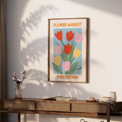 Premium Poster of Amsterdam Flower Market Colorful Blooms Posters