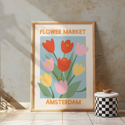 Premium Poster of Amsterdam Flower Market Colorful Blooms Posters