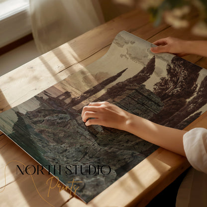 Premium Poster of Ancient Ruins Amidst Nature Scenic Landscape Posters