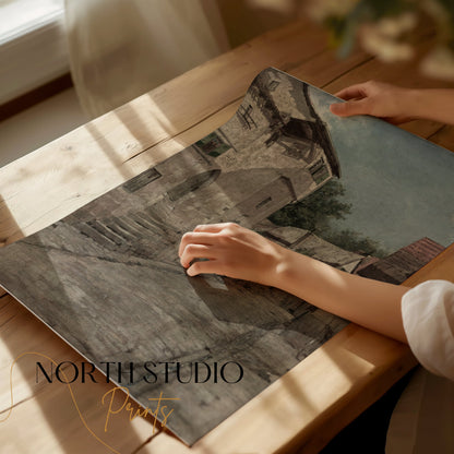 Premium Poster of Ancient Village Street Scene Art Print Posters