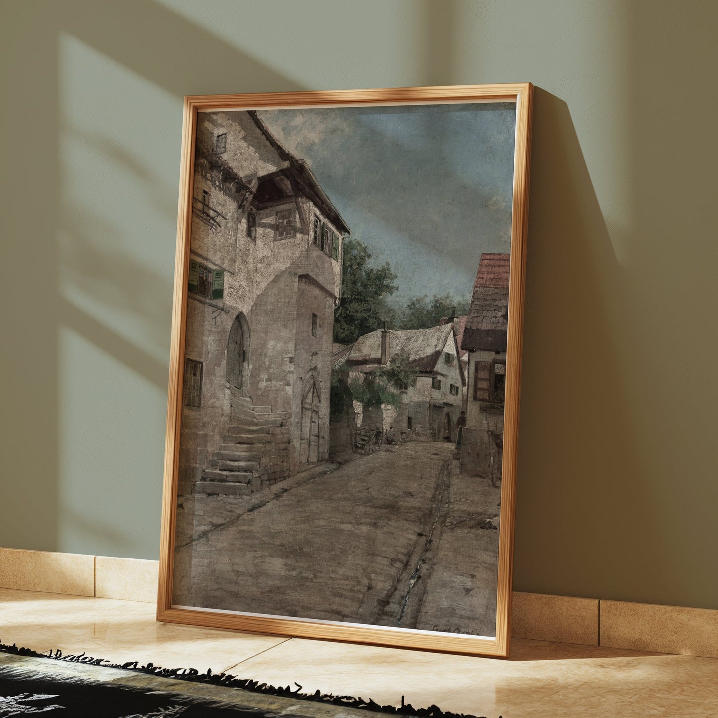 Premium Poster of Ancient Village Street Scene Art Print Posters