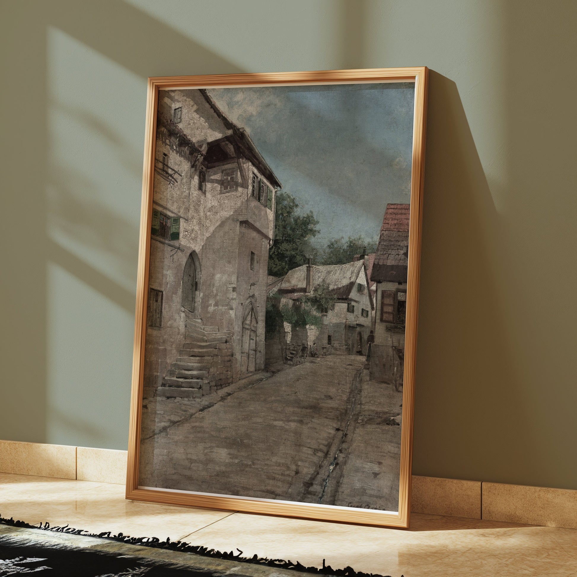 Premium Poster of Ancient Village Street Scene Art Print Posters