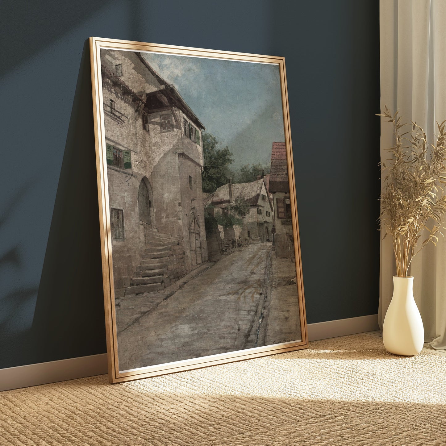 Premium Poster of Ancient Village Street Scene Art Print Posters