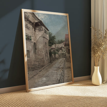 Premium Poster of Ancient Village Street Scene Art Print Posters