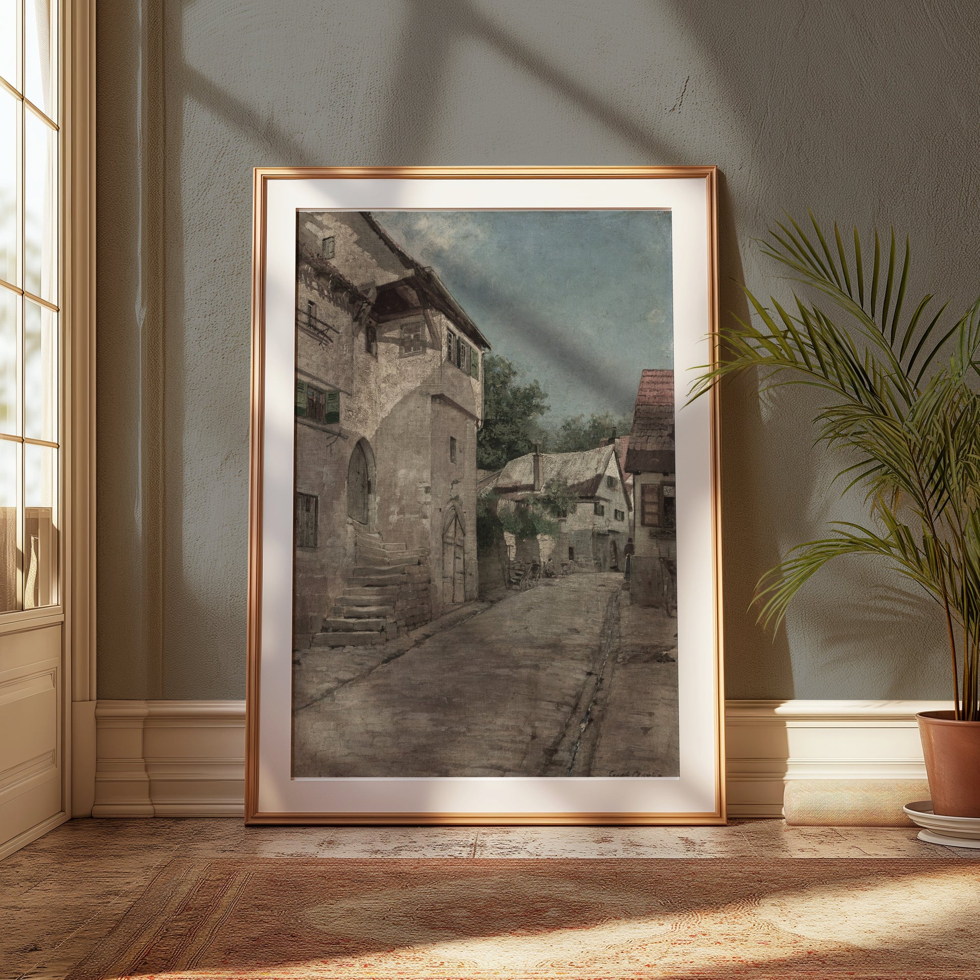 Premium Poster of Ancient Village Street Scene Art Print Posters