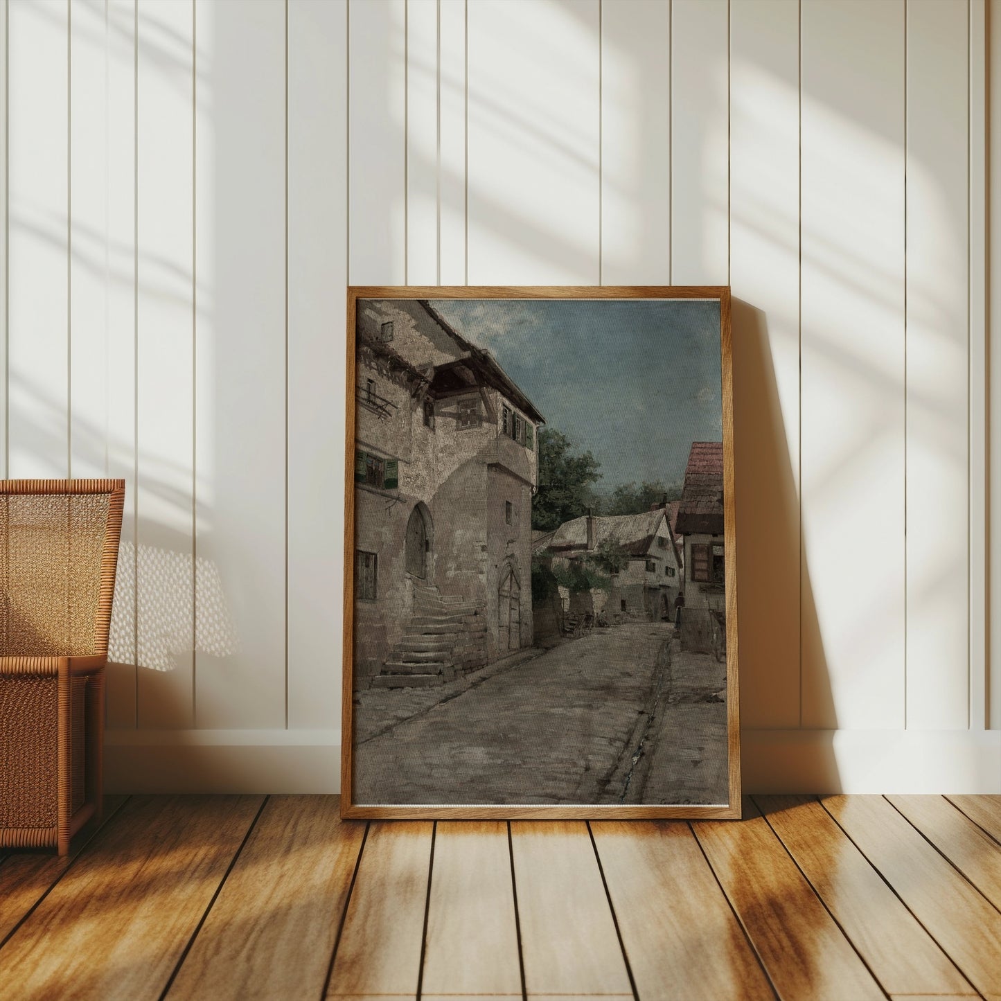 Premium Poster of Ancient Village Street Scene Art Print Posters