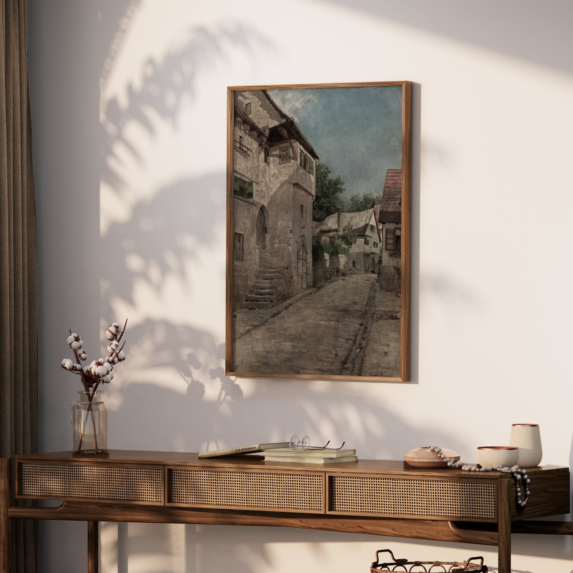 Premium Poster of Ancient Village Street Scene Art Print Posters