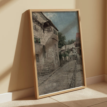 Premium Poster of Ancient Village Street Scene Art Print Posters