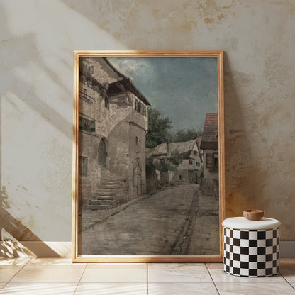 Premium Poster of Ancient Village Street Scene Art Print Posters