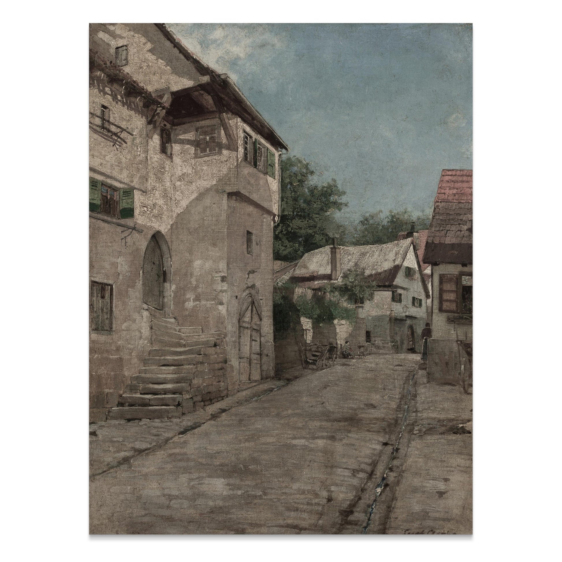 Premium Poster of Ancient Village Street Scene Art Print Posters