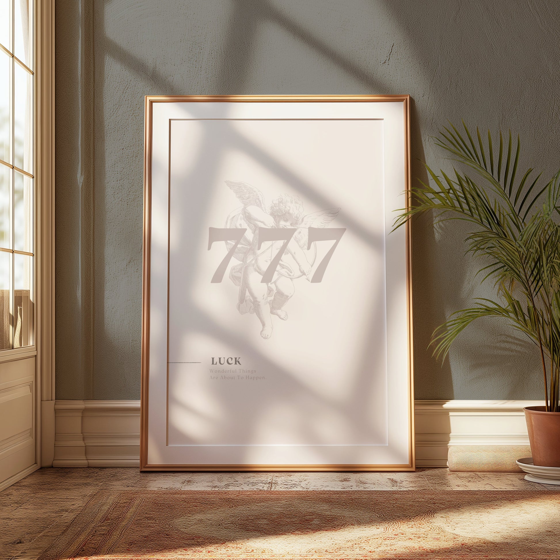 Premium Poster of Angel with 777 Luck Wonderful Things Will Happen Posters
