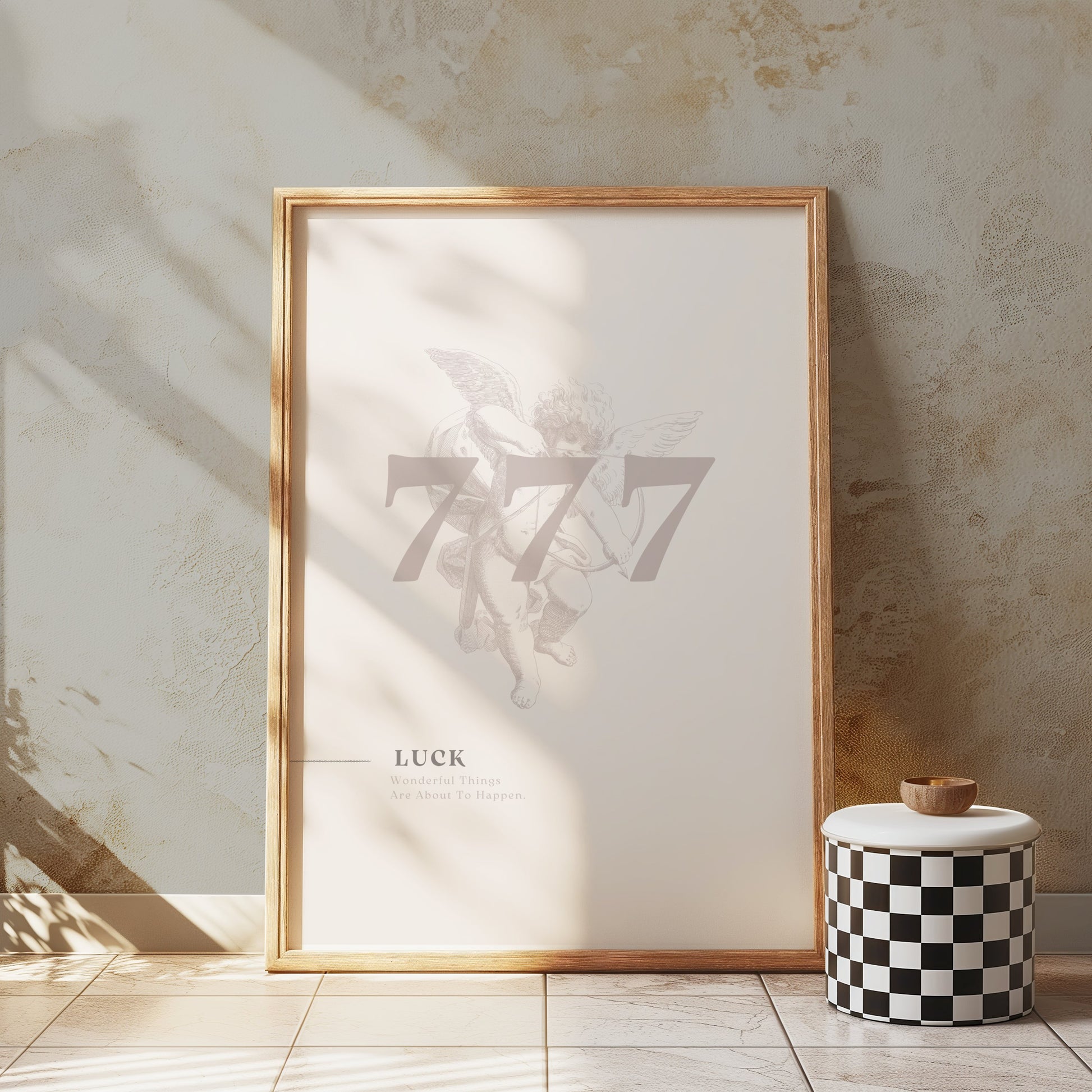 Premium Poster of Angel with 777 Luck Wonderful Things Will Happen Posters
