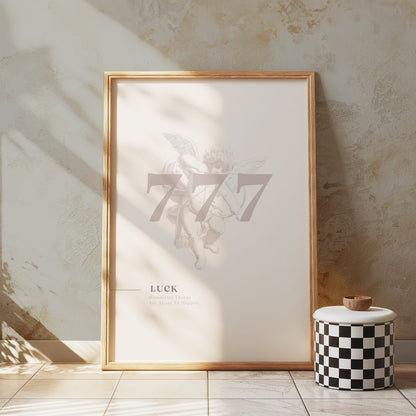 Premium Poster of Angel with 777 Luck Wonderful Things Will Happen Posters
