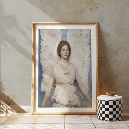 Premium Poster of Angelic Figure with White Wings Fine Art Print Posters
