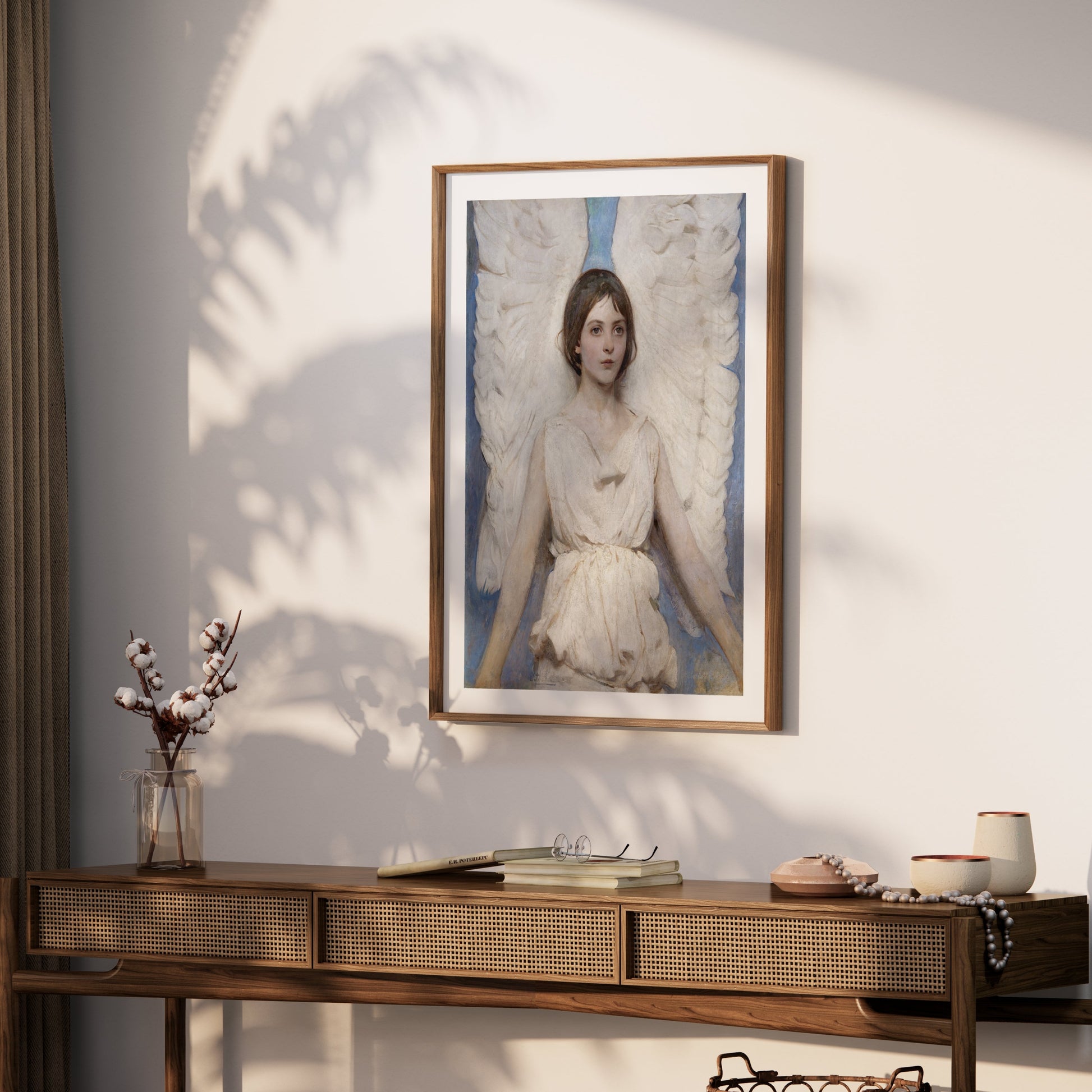 Premium Poster of Angelic Figure with White Wings Fine Art Print Posters