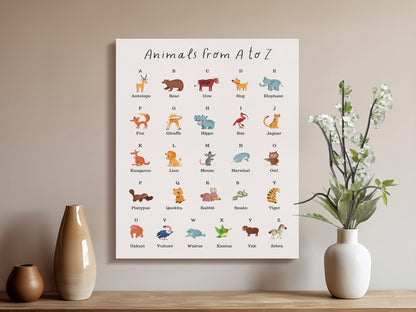 Premium Poster of Animals from A to Z Nursery Wall Art Canvas Wraps