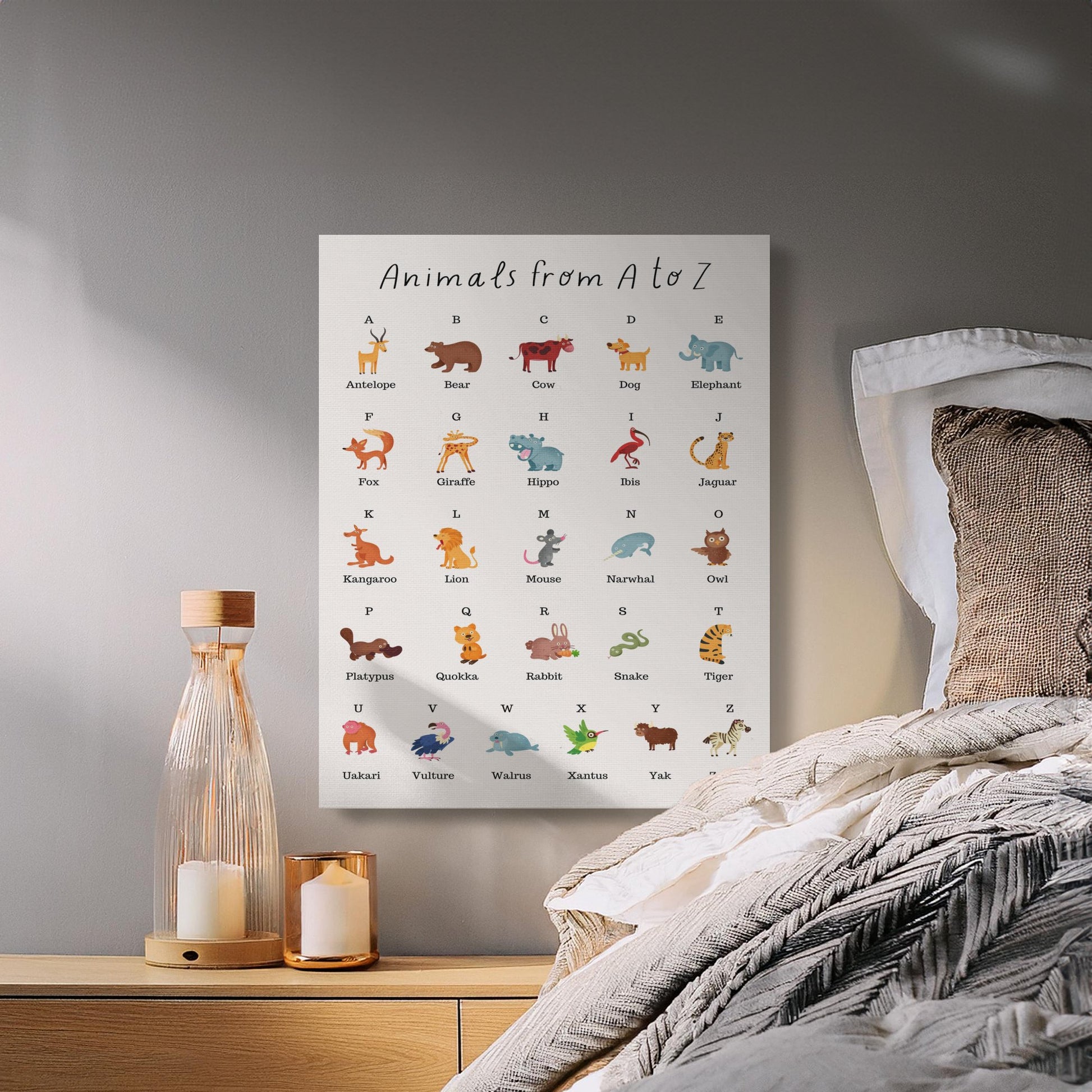 Premium Poster of Animals from A to Z Nursery Wall Art Canvas Wraps