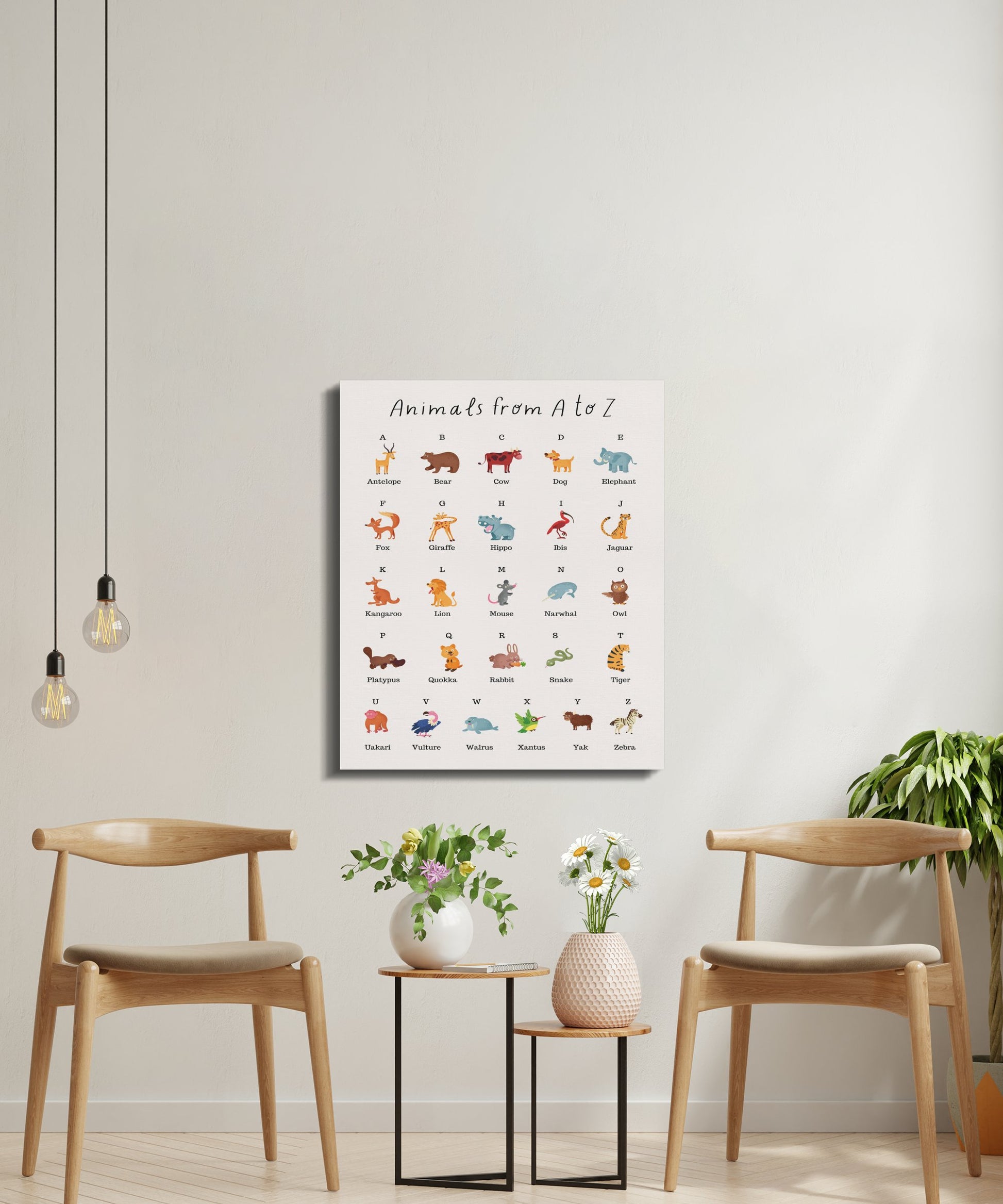 Premium Poster of Animals from A to Z Nursery Wall Art Canvas Wraps