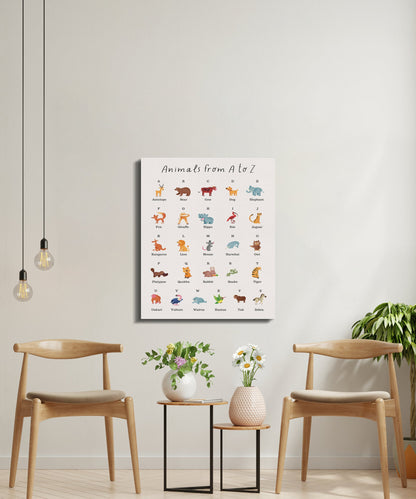 Premium Poster of Animals from A to Z Nursery Wall Art Canvas Wraps