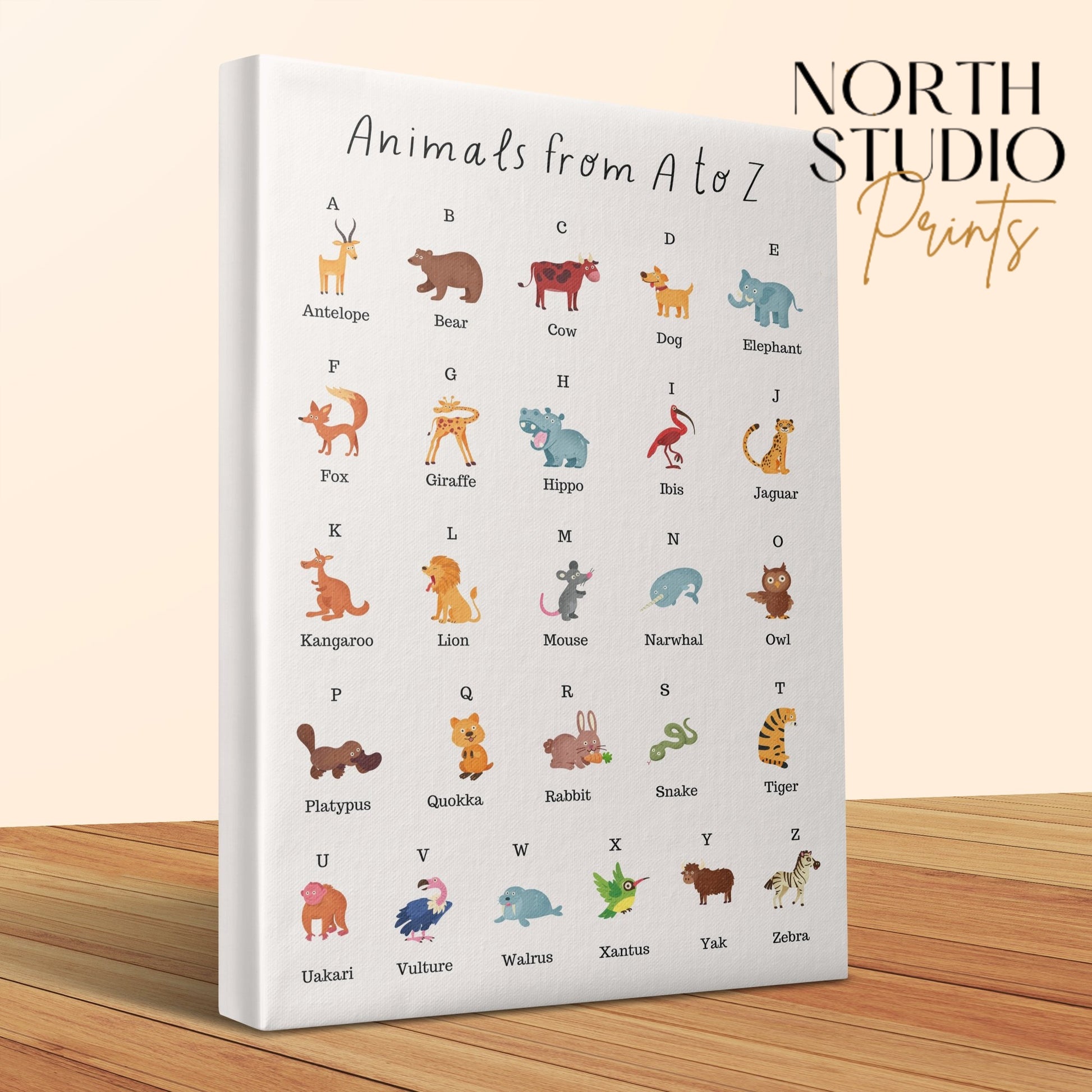 Premium Poster of Animals from A to Z Nursery Wall Art Canvas Wraps