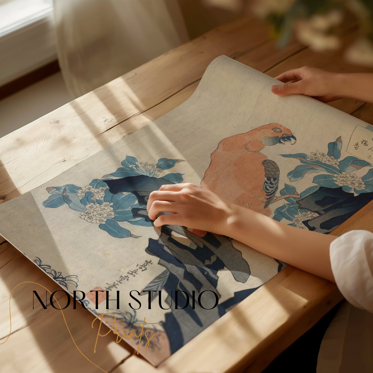 Premium Poster of Antique Japanese Parrot Art Print Wall Decor Posters