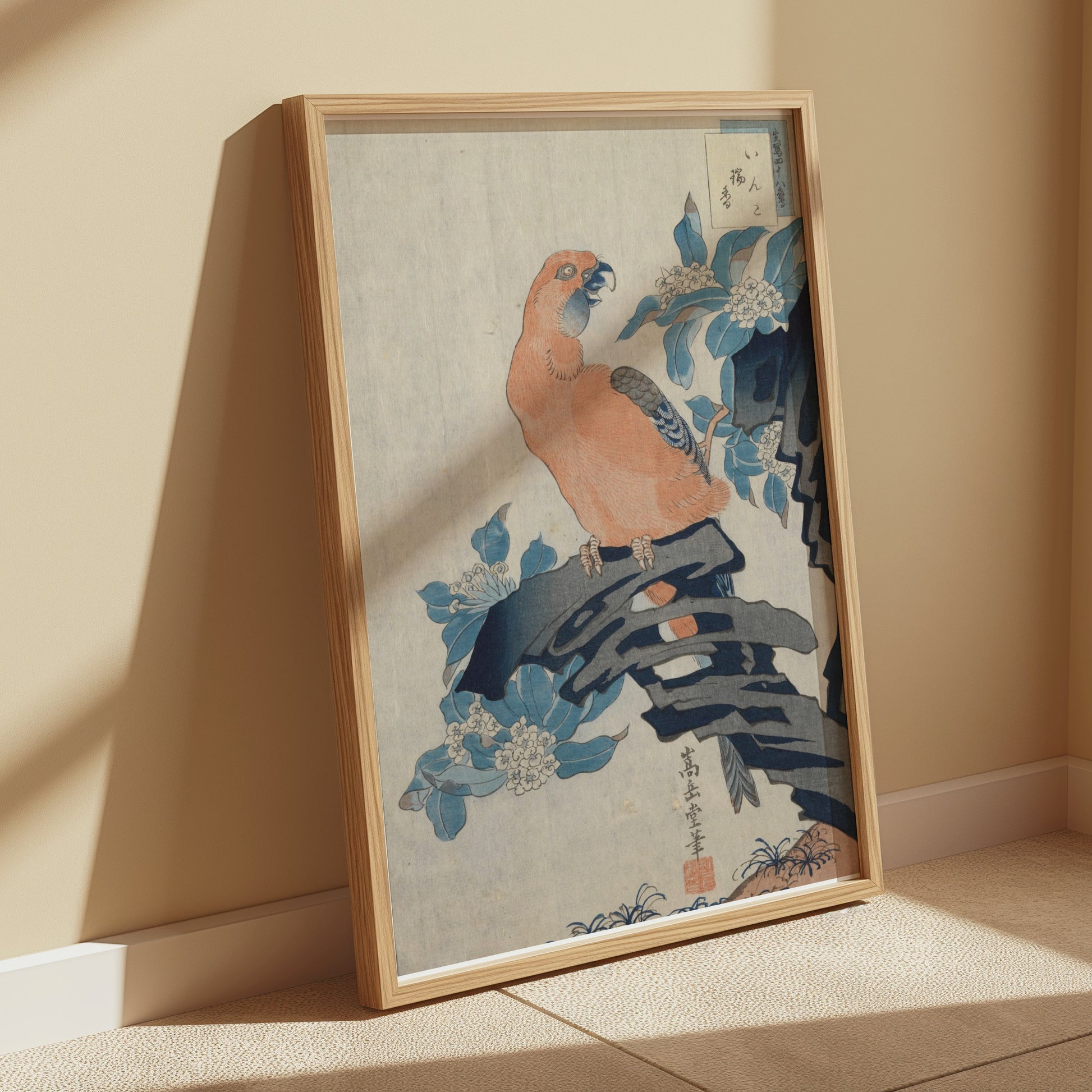 Premium Poster of Antique Japanese Parrot Art Print Wall Decor Posters