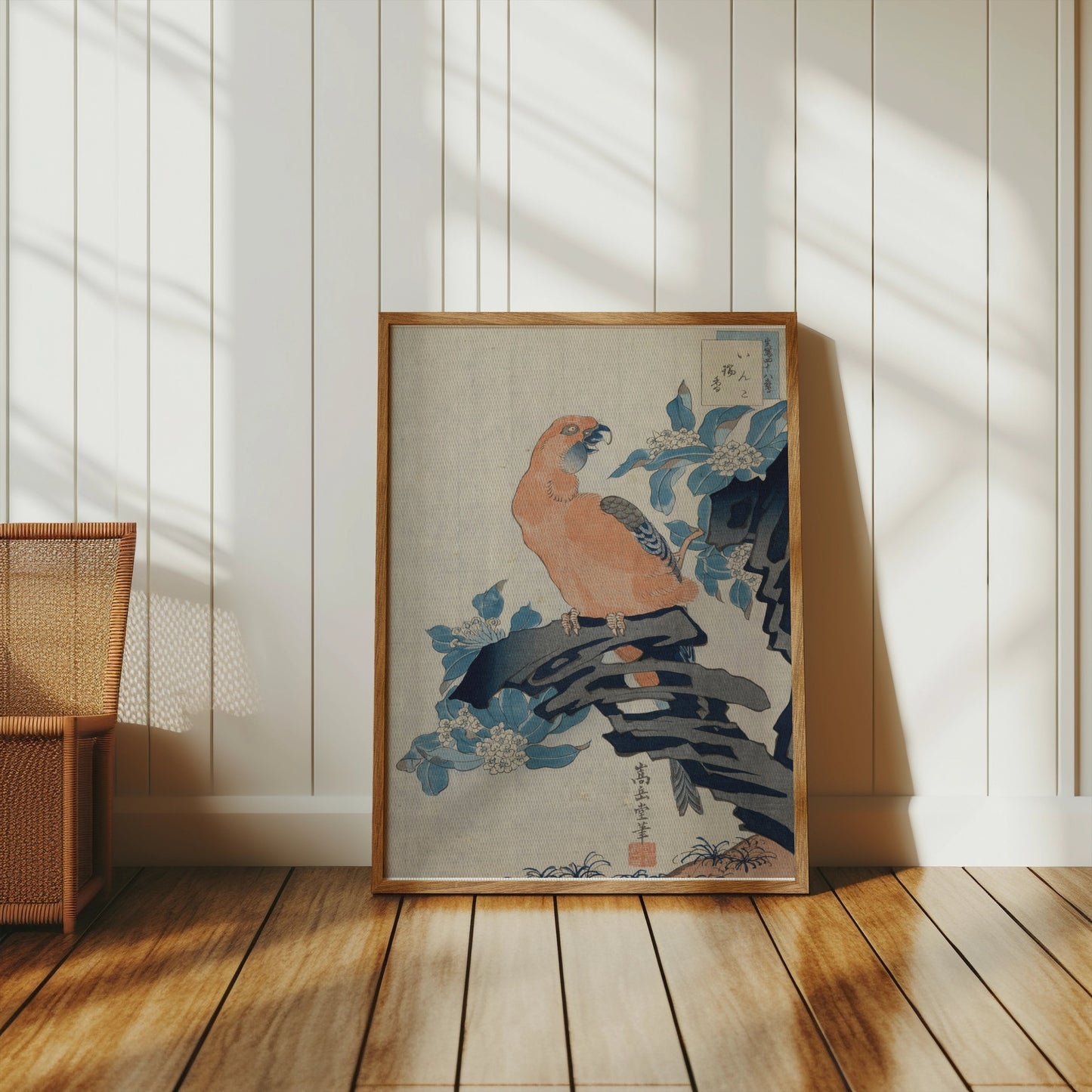 Premium Poster of Antique Japanese Parrot Art Print Wall Decor Posters