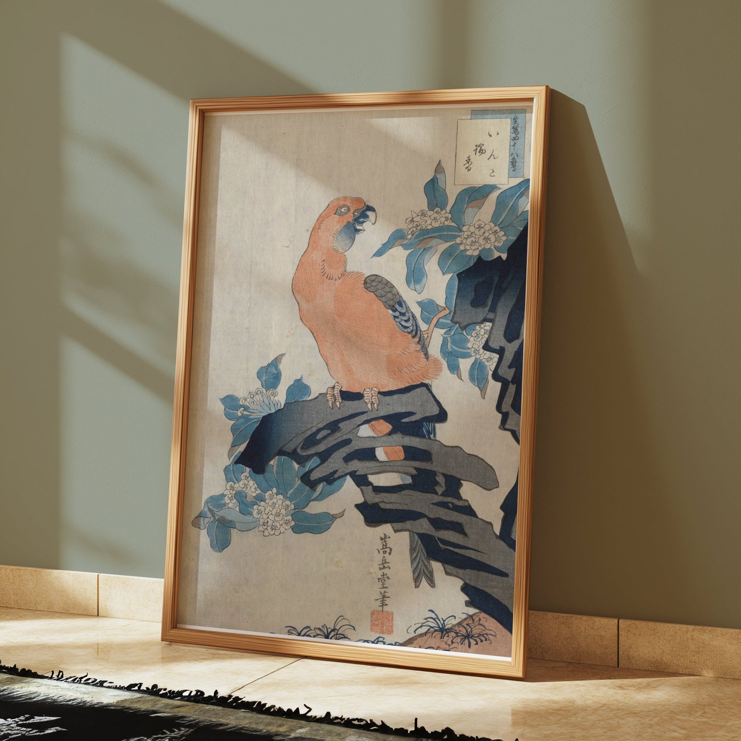 Premium Poster of Antique Japanese Parrot Art Print Wall Decor Posters