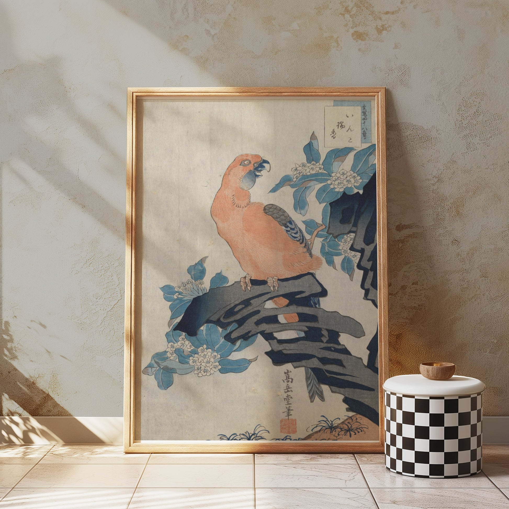Premium Poster of Antique Japanese Parrot Art Print Wall Decor Posters